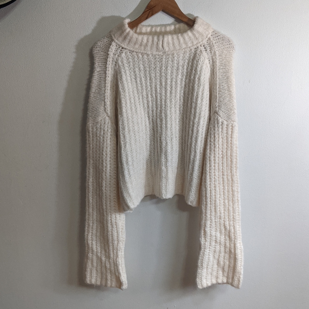 NEW Free People Alpine Crop Mock Neck Sweater Large Snowy Forrest Combo - Picture 7 of 7